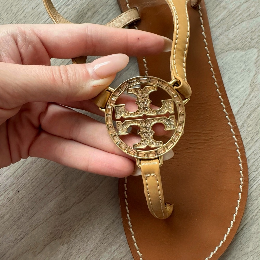Tory Burch Tan and Gold Sandals - Picture 3 of 5